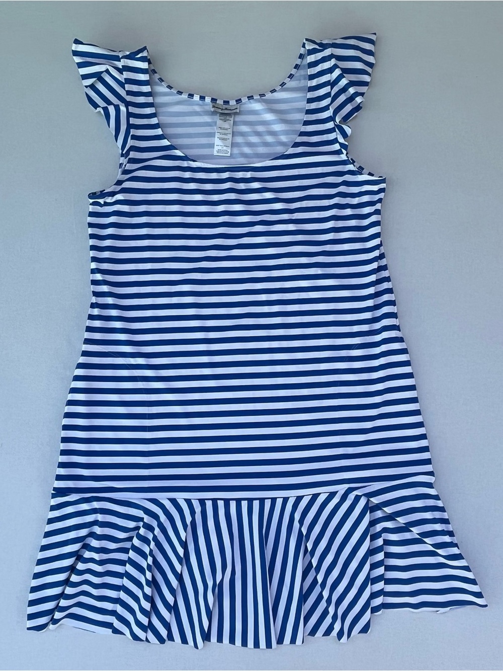 Tommy Bahama Beaker Bay Flounce Spa Blue & White Striped Dress Beach Cover-Up L - Picture 7 of 10